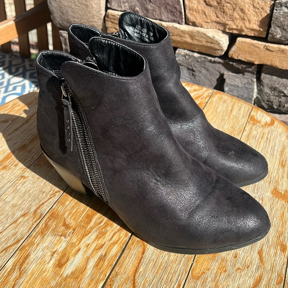 Lane Bryant Black Shootie Heel Boots Shoes Faux Suede Zipper WIDE WIDTH 10W